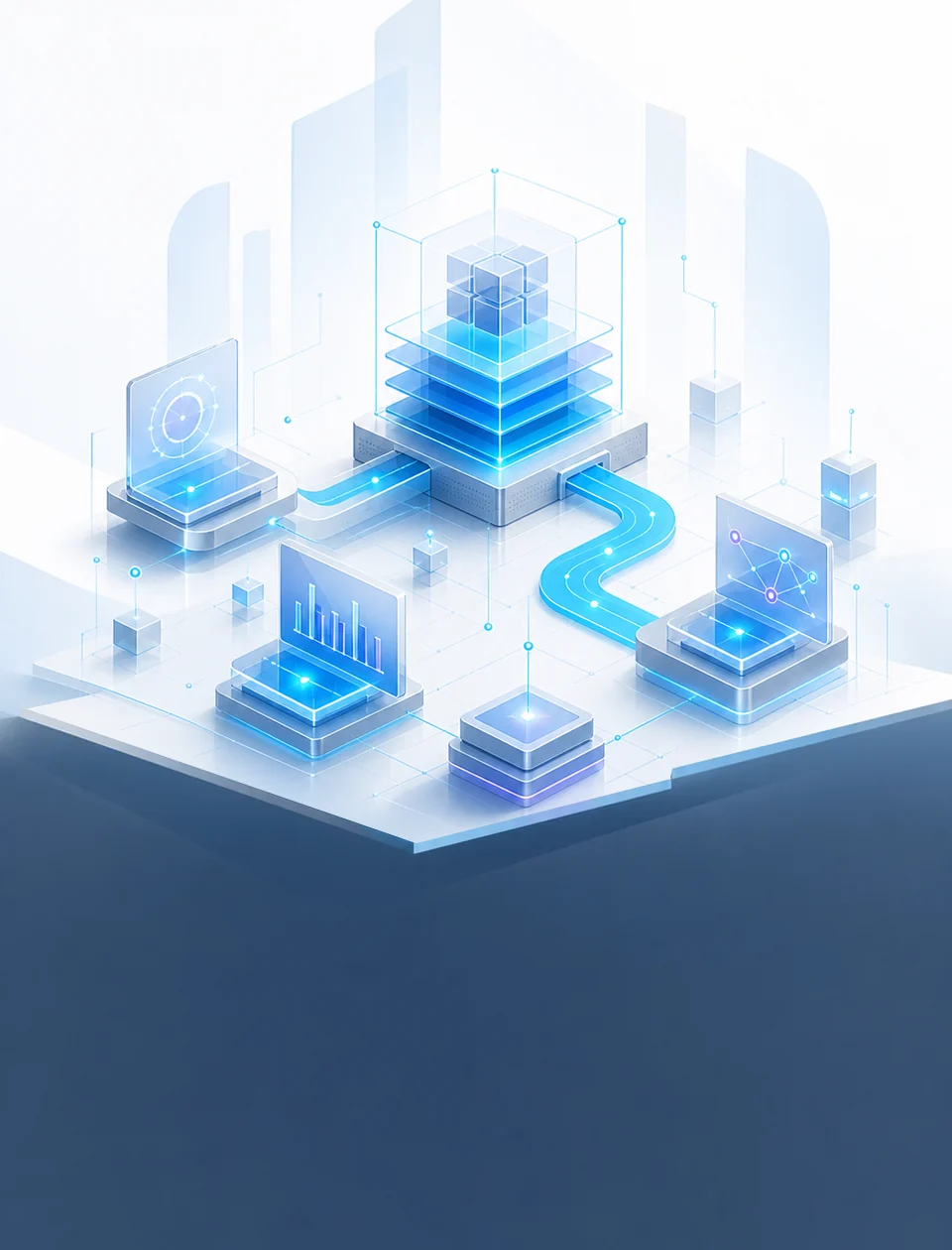 Illustration of an IT strategy hub connecting diagnostic and architecture modules