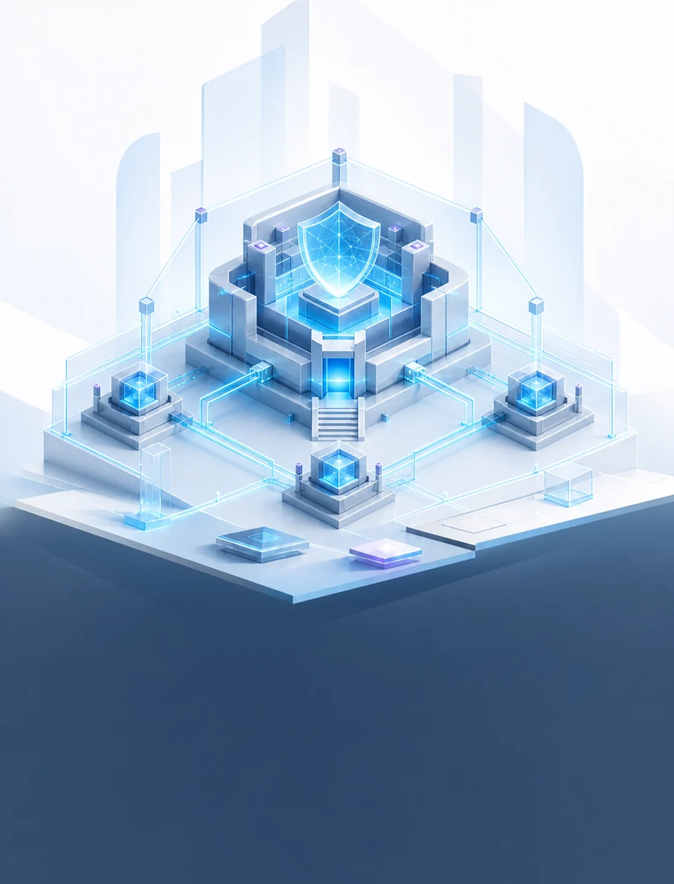 Illustration of a resilient digital security citadel with redundant network routes